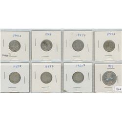 8 United States Silver Coins - 7-Ten cent & 1-Quarter Dollar
