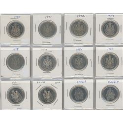 12 Canadian Nickel Fifty Cent Coins