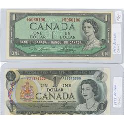1954 & 1973 Canadian One Dollar Bills - CHUNC