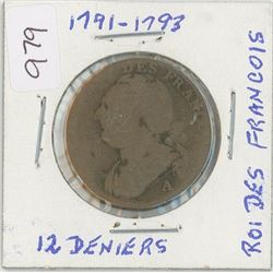 1791-1793 Roi Francois - 12 Deniers