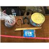 Image 1 : lot of toy horse shoes + drum that comes with drum sticks + etc.