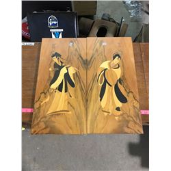 2 wooden pictures