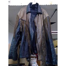 Men's Large Laether Coat w/Tassles - Made in Pakistan (Missing Coat Lining)