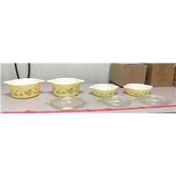 Green Ivy Casserole Dishes + 3 Lids 4 Piece Set 2x471 Both With Lids + 2x474 One With Lid One Withou