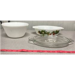 JAJ Vegetable Pattern Casserole Dish + White Flower Embossed Mixing Bowl