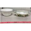 Image 6 : JAJ Vegetable Pattern Casserole Dish + White Flower Embossed Mixing Bowl