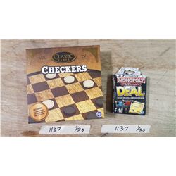 2 Games Checkers & Monopoly Cards