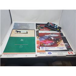 3 John Deere collector calendars, suitable for framing & 9 vintage car calendars & 1935 duesenberg m