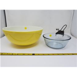 1 large yellow Pyrex bowl - very good condition & Pyrex flamewear