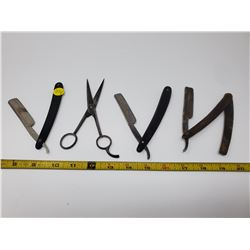 3 straight razors, "hamburg ring" Solingen Germany "encore" Sheffield England, "Keep Shave" U.S.A. &