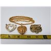 Image 3 : Vintage heart buckle and necklace and brooch