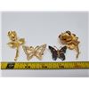 Image 1 : 2 flower, 2 butterfly brooches - one could also be used as a pendant