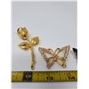 Image 2 : 2 flower, 2 butterfly brooches - one could also be used as a pendant