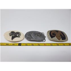 3 big game belt buckles, 1 limited edition