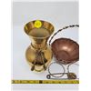 Image 3 : 5 piece brass lot - 1 heavy vase 9 inch, 2 bracelets & hand made basket - Norwich Connecticut U.S.A.