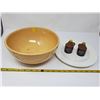 Image 1 : Medalta 10 inch bowl, sleeping Indian plate & pottery salt & pepper