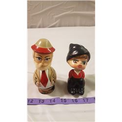 Lot 2 Woodent Bobble Head Figures