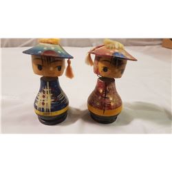 Lot 2 Woodent Bobble Head Figures
