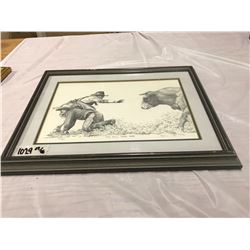 Bernie brown print 132/395 "The Bull Stops Here" 12" 16"