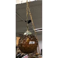 amber glass swag light  10" across