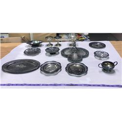 lot of assorted silver played trays/items