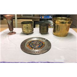 lot of brass and copper items