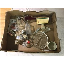 lot of glassware red art glass vase + collectibles