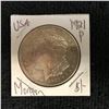 Image 1 : 1921 USA MORGAN SILVER DOLLAR (PHILADELPHIA MINTED)