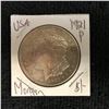 Image 1 : 1921 USA MORGAN SILVER DOLLAR (PHILADELPHIA MINTED)