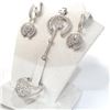 Image 3 : Silver Cubic Zirconia Ring,Earrings,Pendant Set (~Size 7)(Ring is resizable for $40) (~weight 12.5g)