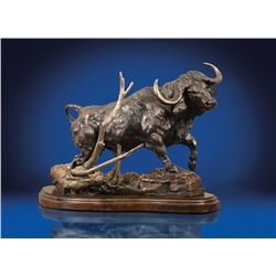 The power of the Cape Buffalo is on display with this bronze entitled ?“Violent Authority”