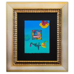 Peter Max- Original Mixed Media "Flag with Heart 2005 Ver. I #213"