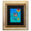 Image 1 : Peter Max- Original Mixed Media "Flag with Heart 2005 Ver. I #213"