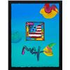 Image 2 : Peter Max- Original Mixed Media "Flag with Heart 2005 Ver. I #213"