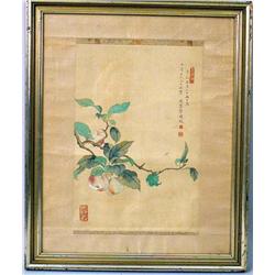 A FRAMED JAPANESE PRINT ON SILK