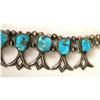Image 4 : AN OLD NAVAJO HAND WROUGHT SILVER AND TURQUOISE SQUASH BLOSSOM NECKLACE