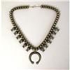 Image 2 : AN OLD NAVAJO HAND WROUGHT SILVER SQUASH BLOSSOM NECKLACE