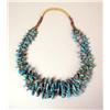 Image 1 : AN OLD NAVAJO HAND CUT AND POLISHED LARGE AND HEAVY THREE STRAND TURQUOISE FLAT NUGGET NECKLACE