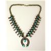 Image 1 : AN OLD NAVAJO HAND WROUGHT SILVER AND TURQUOISE SQUASH BLOSSOM NECKLACE