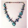 Image 1 : AN OLD NAVAJO SILVER AND TURQUOISE FLAT NUGGET NECKLACE