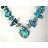 Image 2 : AN OLD NAVAJO SILVER AND TURQUOISE FLAT NUGGET NECKLACE