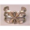 Image 2 : AN OLD SIGNED NAVAJO HAND WROUGHT SILVER SAND CAST CUFF BRACELET