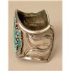 Image 3 : AN OLD HEAVY NAVAJO HAND WROUGHT SILVER AND TURQUOISE CUFF BRACELET