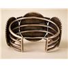 Image 3 : AN OLD HEAVY NAVAJO SILVER AND TURQUOISE THREE STONE CUFF BRACELET