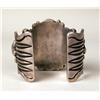 Image 4 : AN OLD PAWN EXTREMELY HEAVY NAVAJO HAND WROUGHT SILVER AND TURQUOISE THREE STONE CUFF BRACELET