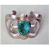 Image 2 : AN OLD NAVAJO HAND WROUGHT SILVER AND TURQUOISE OPEN WORK CUFF BRACELET