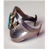 Image 3 : AN OLD NAVAJO HAND WROUGHT SILVER AND TURQUOISE OPEN WORK CUFF BRACELET