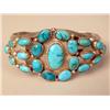 Image 1 : AN OLD PAWN HEAVY NAVAJO HAND WROUGHT SILVER AND TURQUOISE CUFF BRACELET