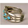 Image 3 : AN OLD PAWN HEAVY NAVAJO HAND WROUGHT SILVER AND TURQUOISE CUFF BRACELET