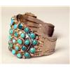 Image 3 : AN OLD PAWN NAVAJO HAND WROUGHT SILVER AND TURQUOISE CUFF BRACELET
